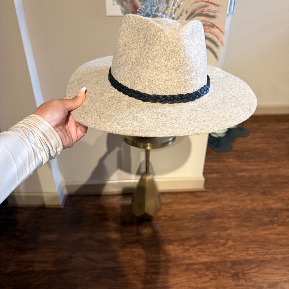 Chic Cream Fedora with Black Braided Band